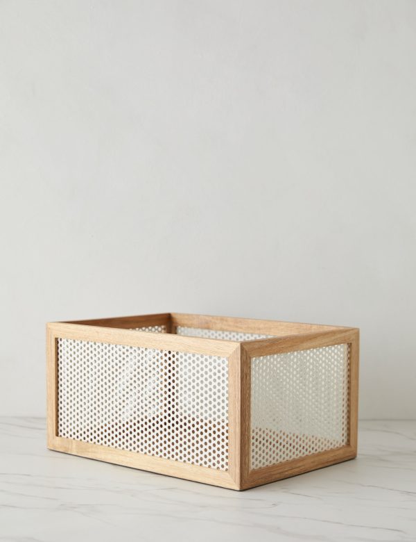 Perforated Acacia Basket by NEAT Method Online Sale