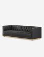 Afia Leather Sofa, Distressed Black For Discount