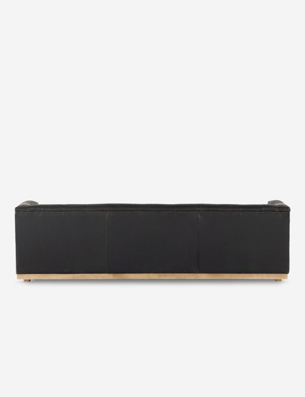 Afia Leather Sofa, Distressed Black For Discount