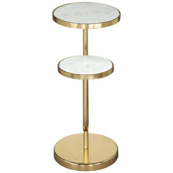 Marc Side Table, White & Gold For Discount