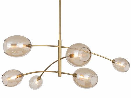 Artemis 6 Light Chandelier, Natural Brass Online Sale