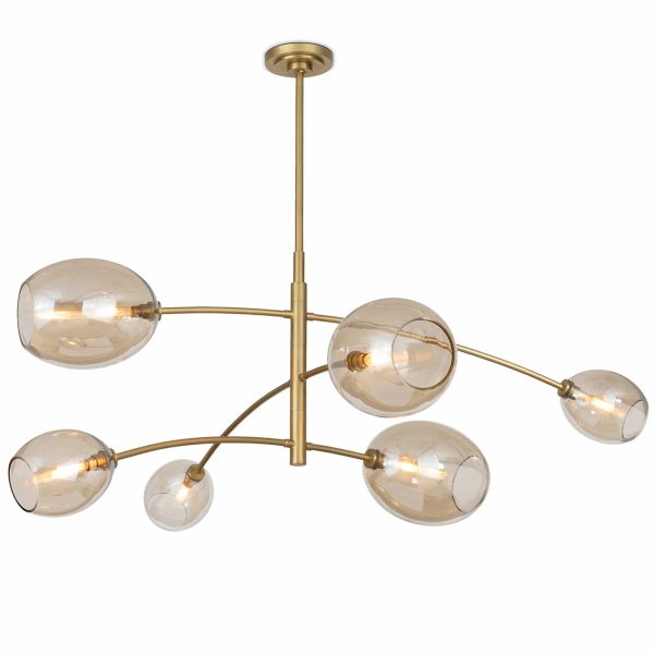 Artemis 6 Light Chandelier, Natural Brass Online Sale