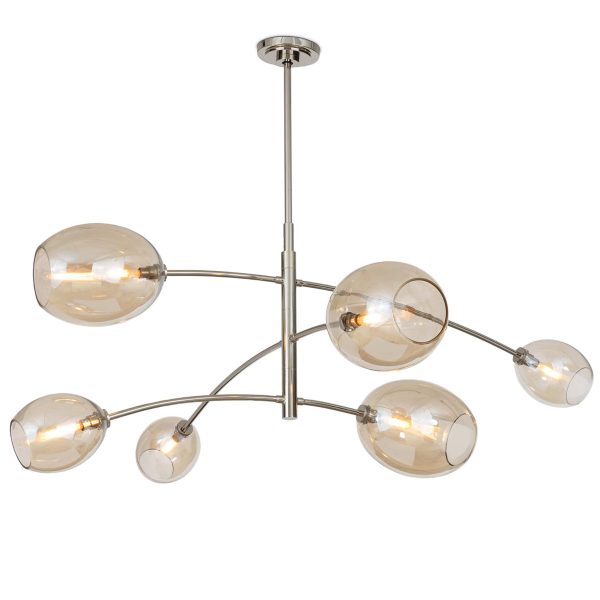 Artemis 6 Light Chandelier, Polished Nickel For Cheap