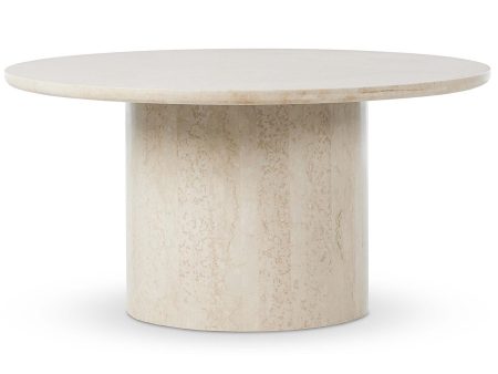 Oakland 60  Round Outdoor Dining Table, Cream Marble Supply