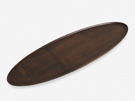 Walnut Wood Elongated Oval Footed Plate by Namu Home Goods Discount