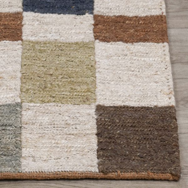 Soumak Jute Rug, Check Natural Multi Hot on Sale