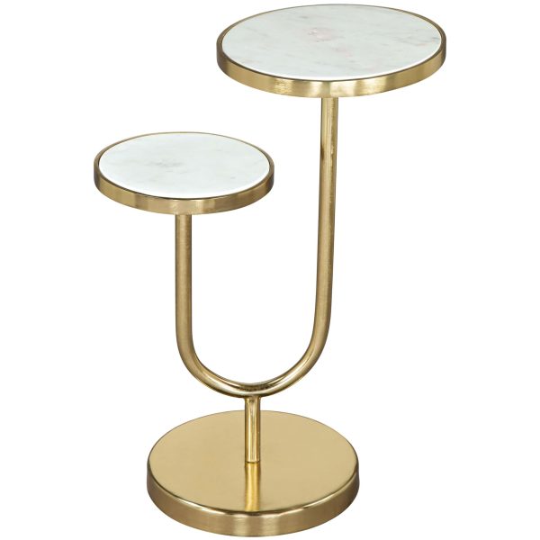 Marc Side Table, White & Gold For Discount