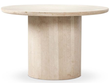 Oakland 48  Round Outdoor Dining Table, Cream Marble Online now