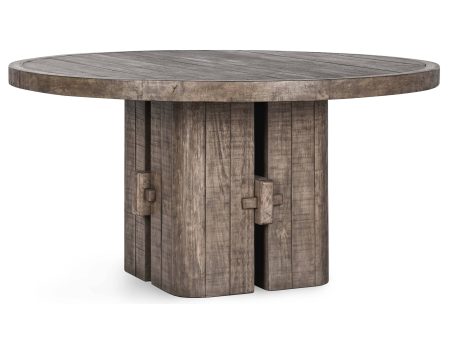 Rosemount Reclaimed Round Dining Table, Aged Brown For Sale