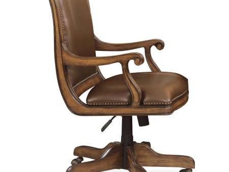 Brookhaven Desk Chair, Medium Wood Discount