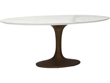 Arielle Dining Table, White Top Brass Base Fashion