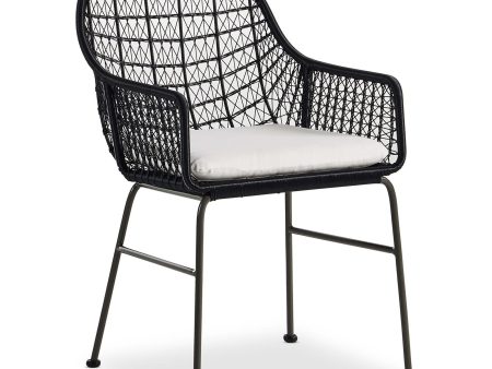 Bandera Outdoor Woven Dining Chair w Seat Cushion, Smoke Black, Set of 2 on Sale