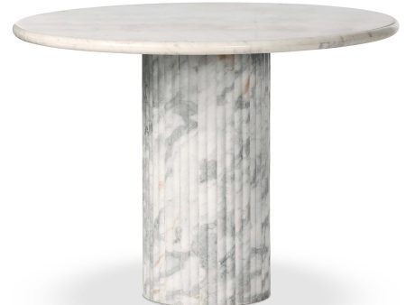 Oranda 42  Round Dining Table, Polished White Marble Online Sale