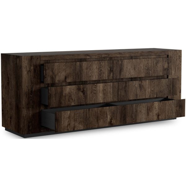 Abaso 6-Drawer Dresser, Ebony Rustic Wormwood Online Hot Sale