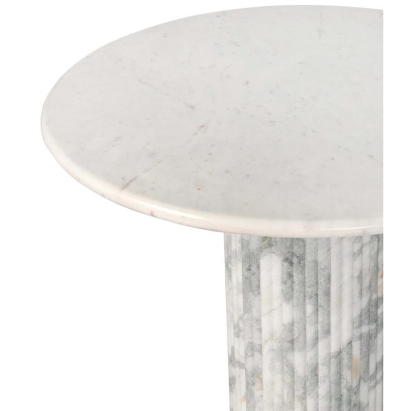 Oranda 42  Round Dining Table, Polished White Marble Online Sale